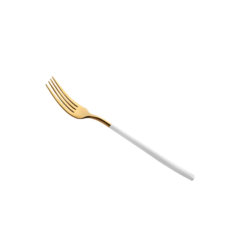 Hot selling in Amazon white gold plated dinner fork from Chinese manufacturer Gold PVD 13/0 Stainless Steel