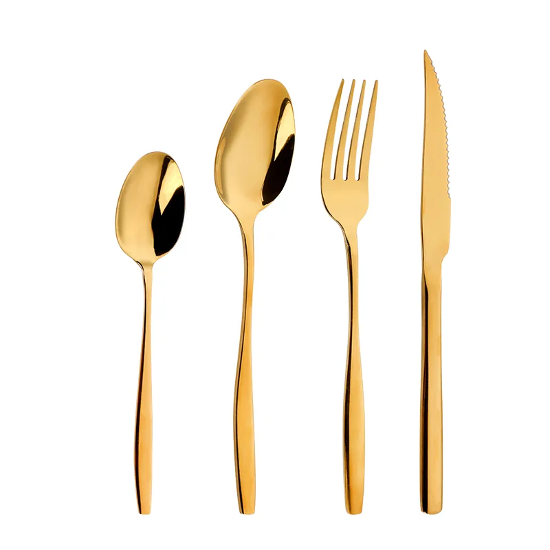 Jieyang Stainless Steel Cutlery Factory Golden Ion Plating 18/0 Flatware Set Gold PVD 18/0 Stainless Steel