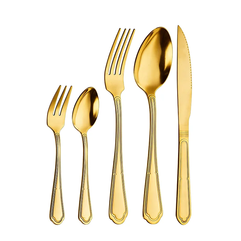 Bulk Order Vintage Gold 30pcs Flat Cutlery Tableware Set Europe