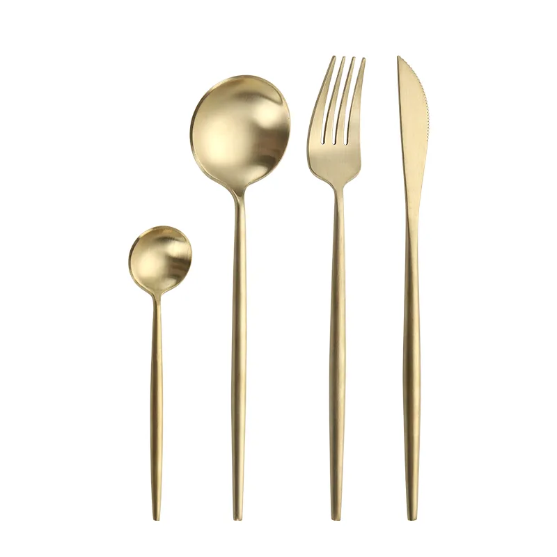 JIEYANG Wholesale 410SS 13/0 Sanding Gold Planting Cutlery Flatware Africa