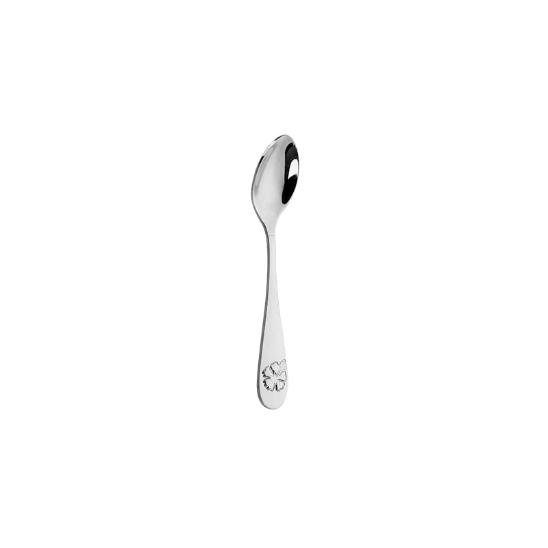 Kids Stainless Steel Tea Spoon With Engraved Plumeria Flower Pattern, Food Grade Children Small Spoon Mirror Polish 18/8 Stainless Steel