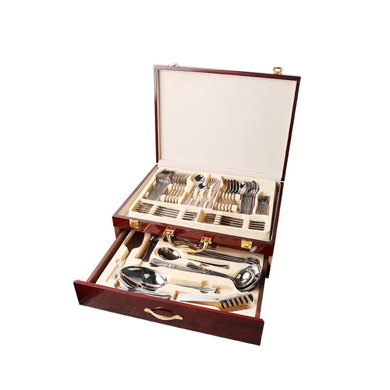 Wholesale Jieyang factory direct high end gift 86pcs SS flat cutlery set Middle East
