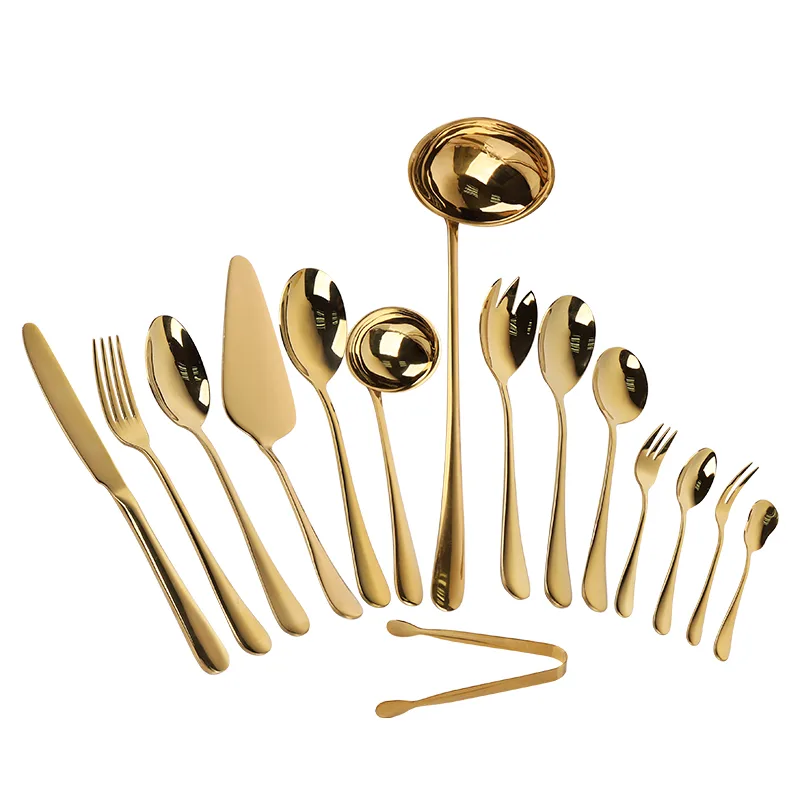Hot sell 13/0 SS gold flatware set 40pcs for wholesale North America