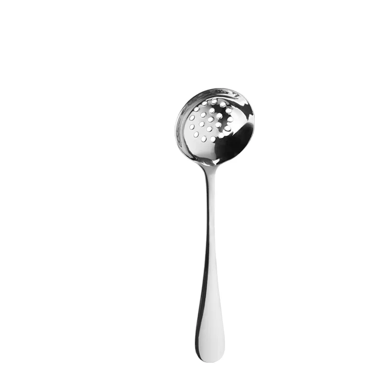 8" Silver Large Slotted Soup Spoon Made In China Mirror Polish 13/0 Stainless Steel