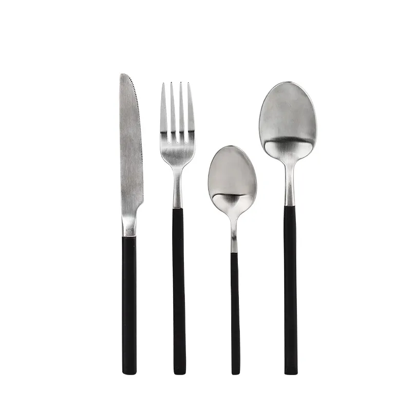 Classic Flatware Set 24 Piece with Matte Black Finish Handle Matte Black 18/10 Stainless Steel
