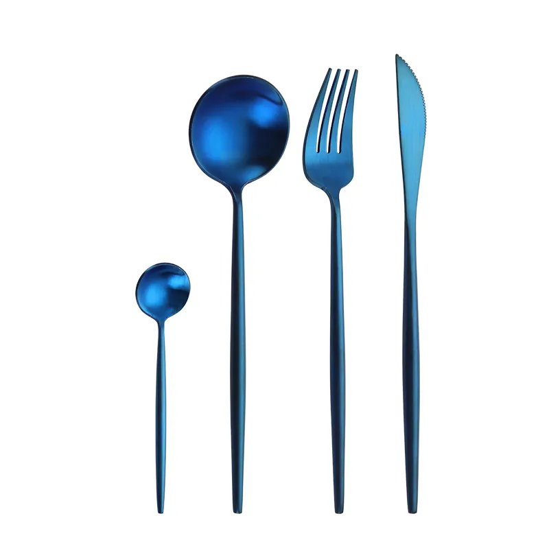 Matte polished blue 24 pcs cutlery set from Jieyang