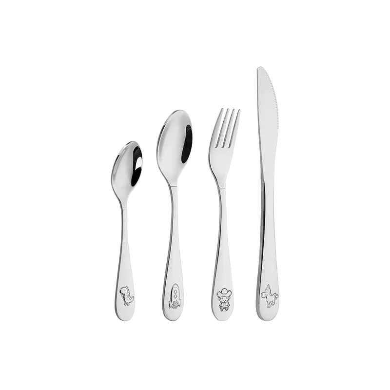 4Pieces 18/10 ss flatware set for children Mirror Polish 18/10 Stainless Steel, 18/8 Stainless Steel