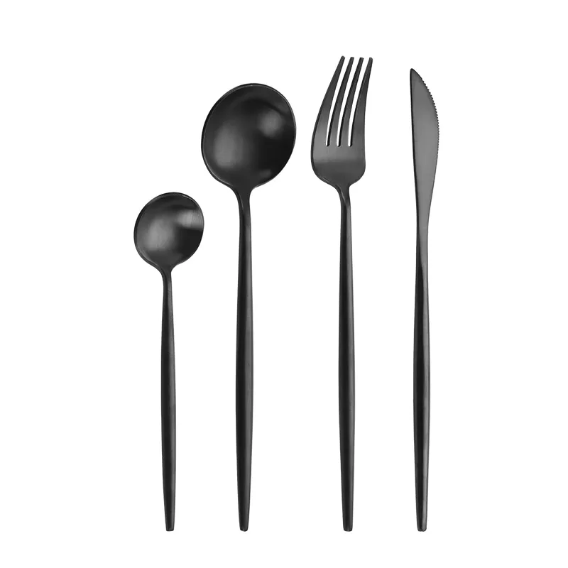 Hot Selling Portugal Style Black 24 pcs Stainless Steel Cutlery Set