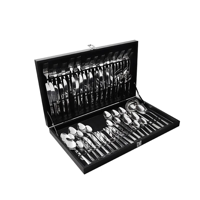 Modern 75pcs Stainless Steel Cutlery Set In Wholesale Gift Suitcase Box Middle East