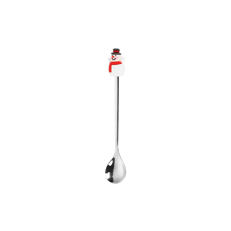Cute Stainless Steel Cake Sugar Spoon With Snowman Head Decor