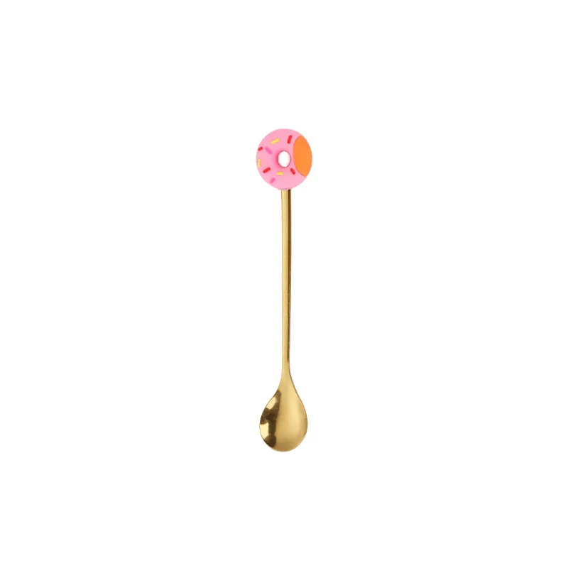 Special silicone donuts handle stainless steel small spoon